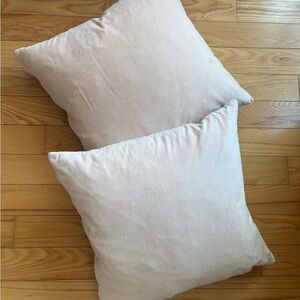 H&M Pale Pink Velvet Feather Accent Pillows